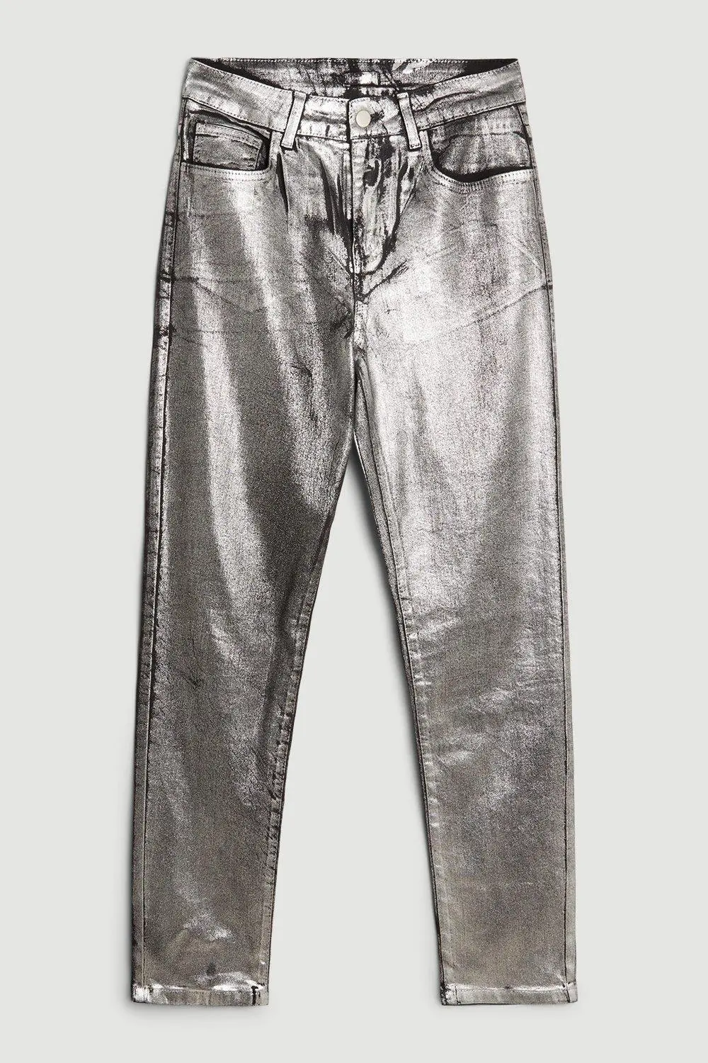 Slim Leg Silver Foiled Trouser