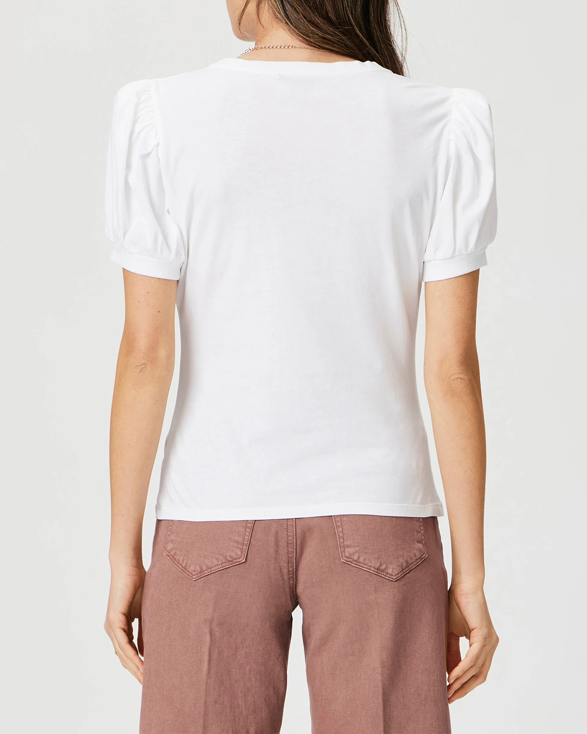 White Puff Sleeve Short Sleeve Top