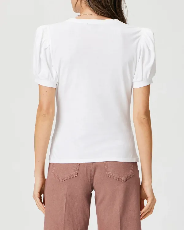 White Puff Sleeve Short Sleeve Top