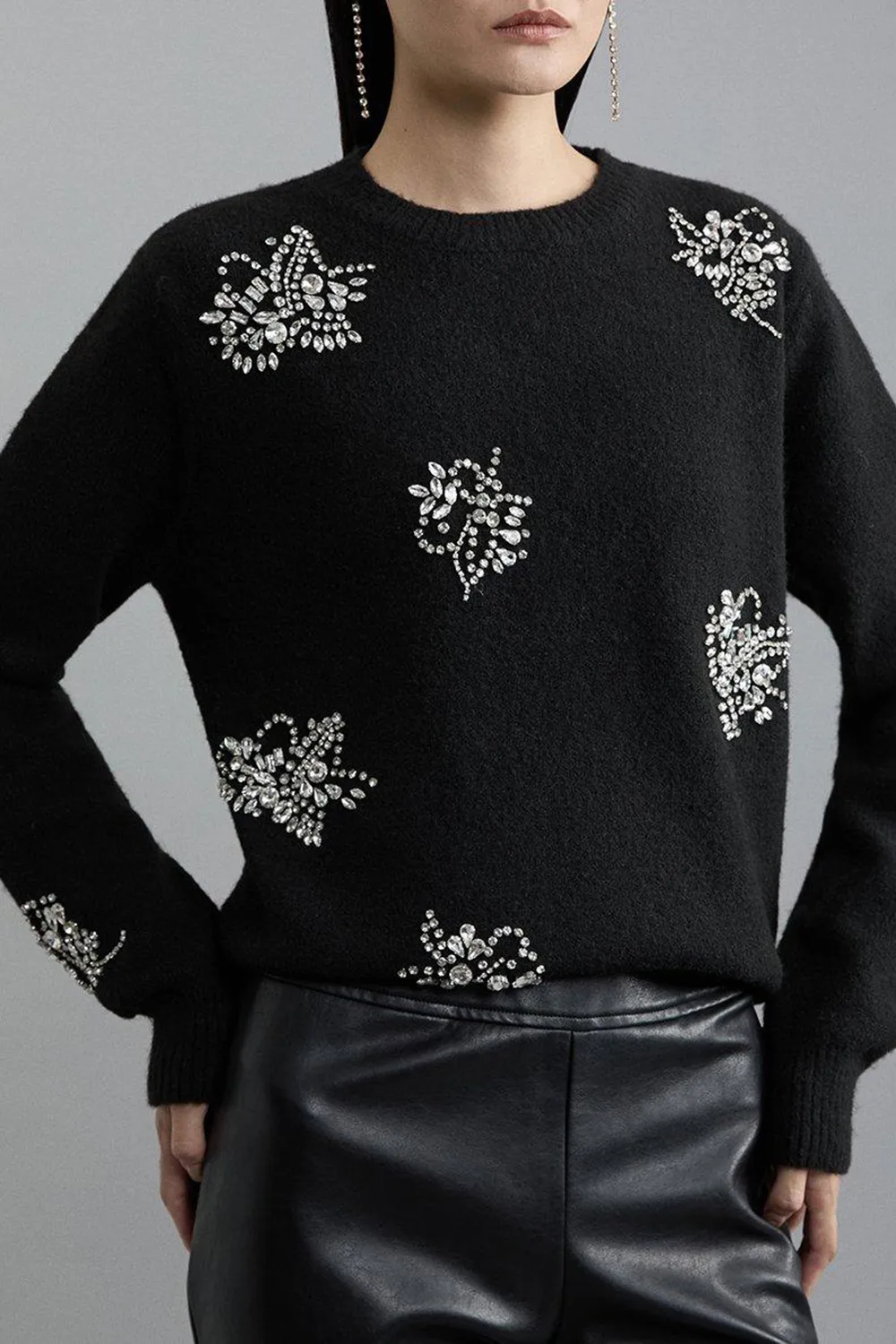 Wool Blend Embellished Cosy Knit Jumper