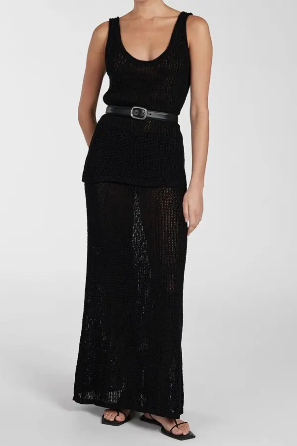 Black Scoop Crochet Tank