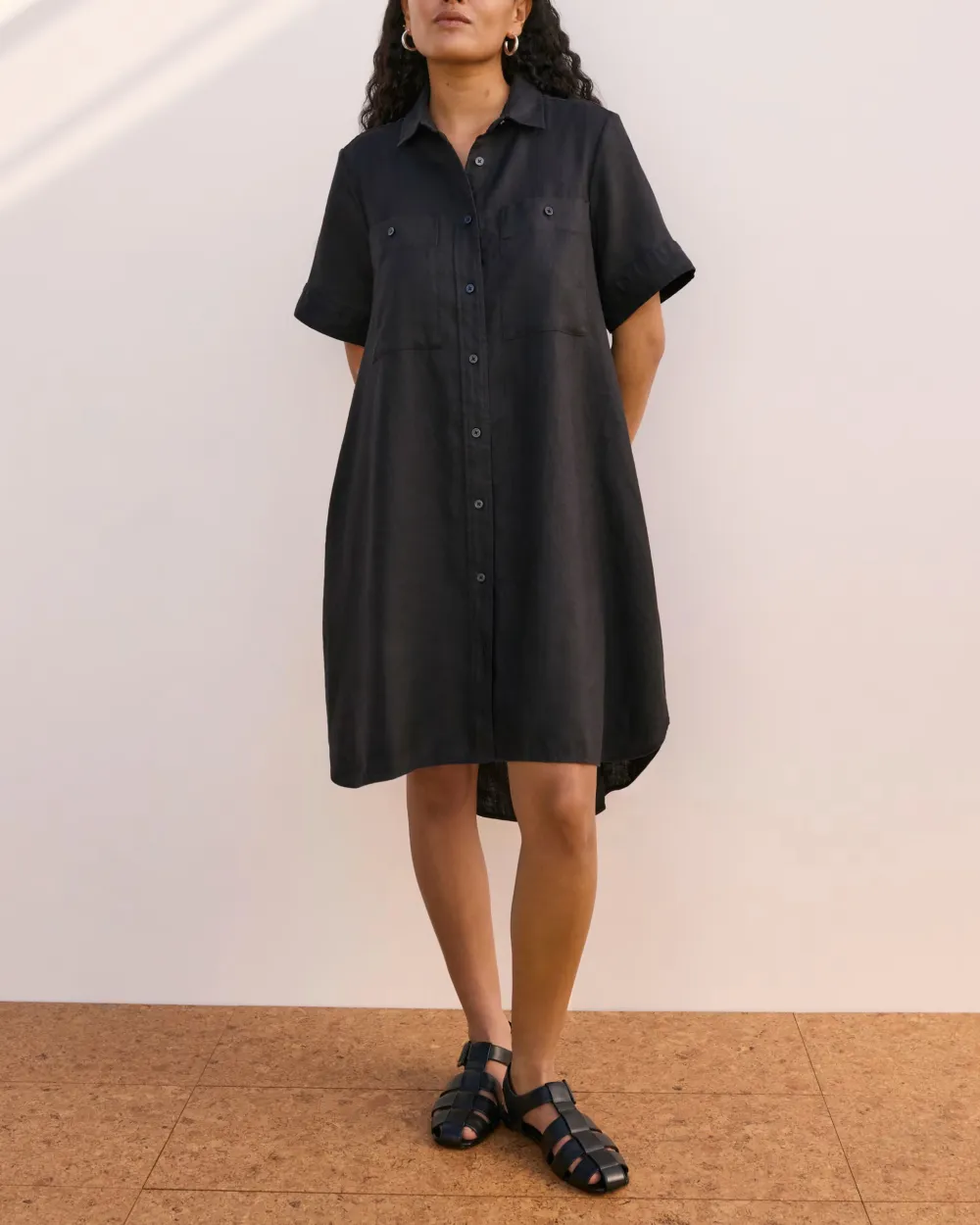 Short Sleeve Dress in Linen