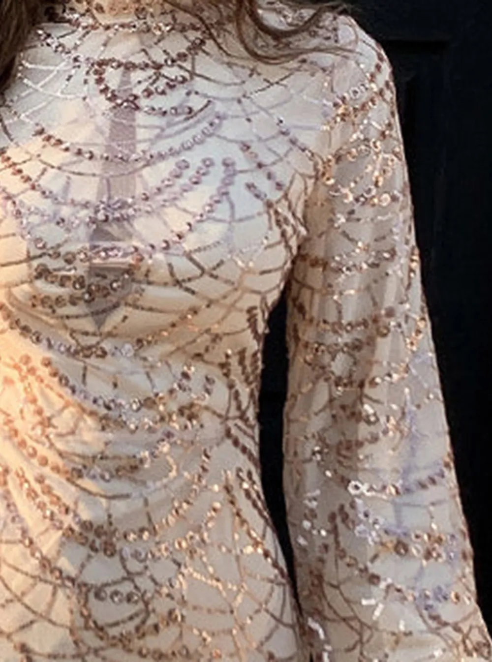 Mock Neck Sequin Bodycon Dress