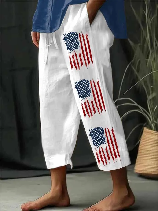 Women'S Straight-Leg Pants With National Flag Prints