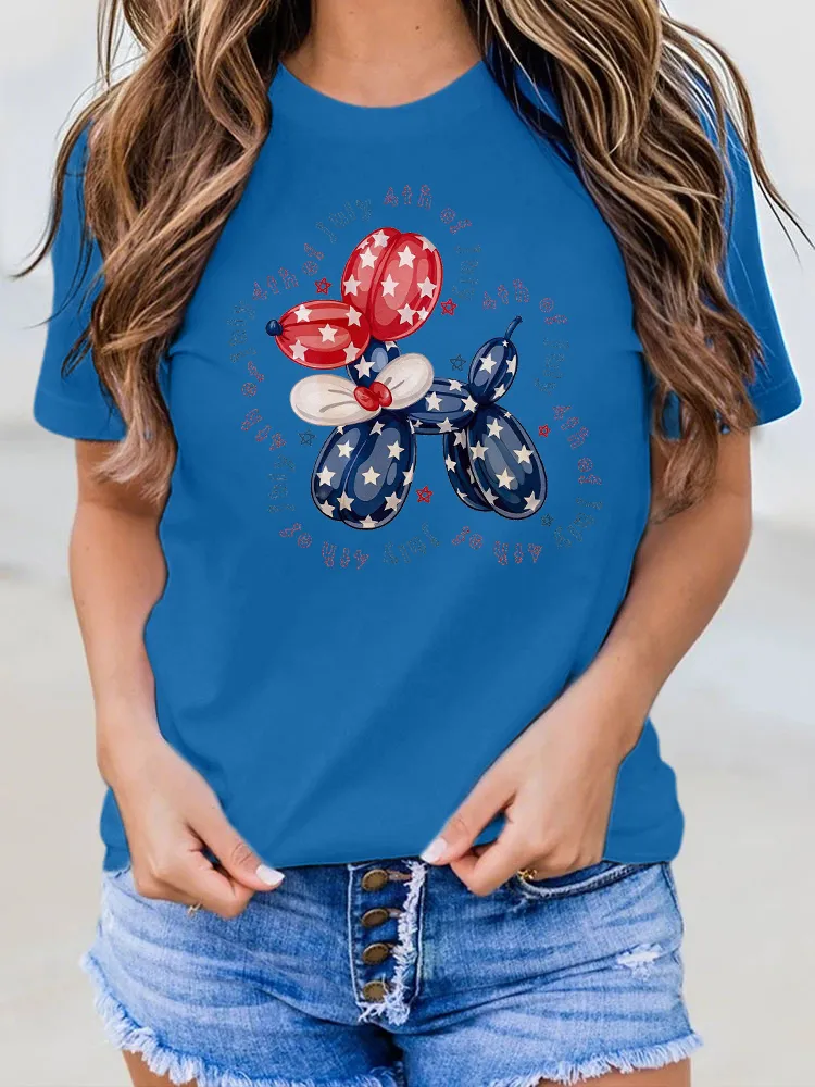 July 4th Of July Print Round-Neck Short-Sleeved T-Shirt