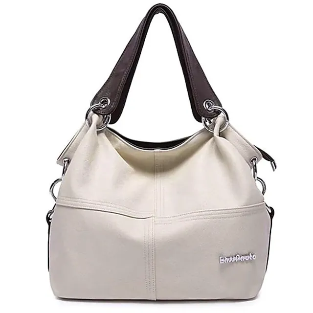 Women's Handbag Tote PU Leather Daily Zipper Solid Color Black Pink Green