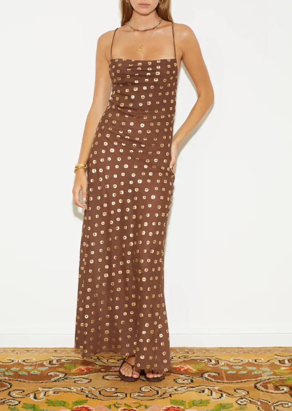 Polka Dot Bias Slip Dress