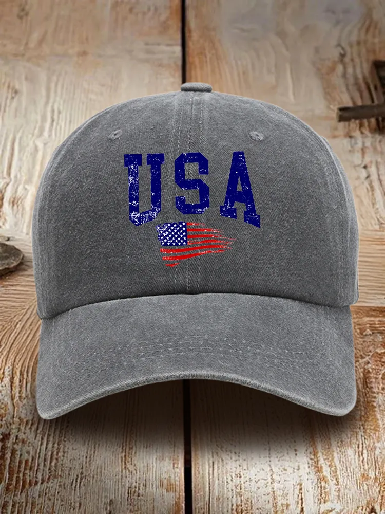 USA Print Washed Baseball Cap