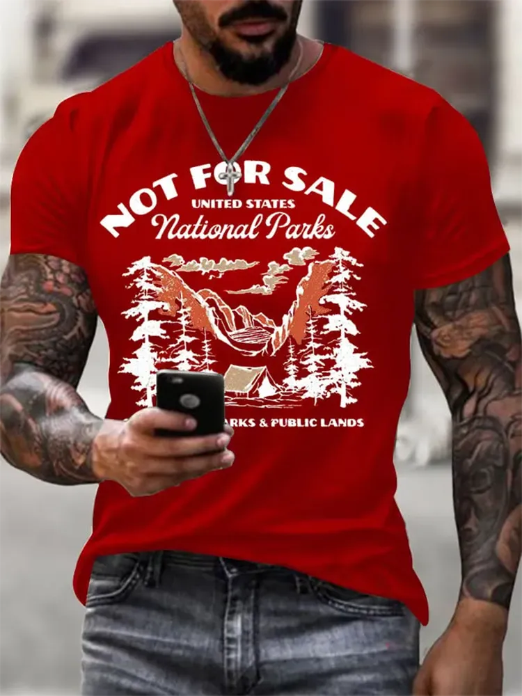 Men'S Support National Parks Printed Round Neck T-Shirt