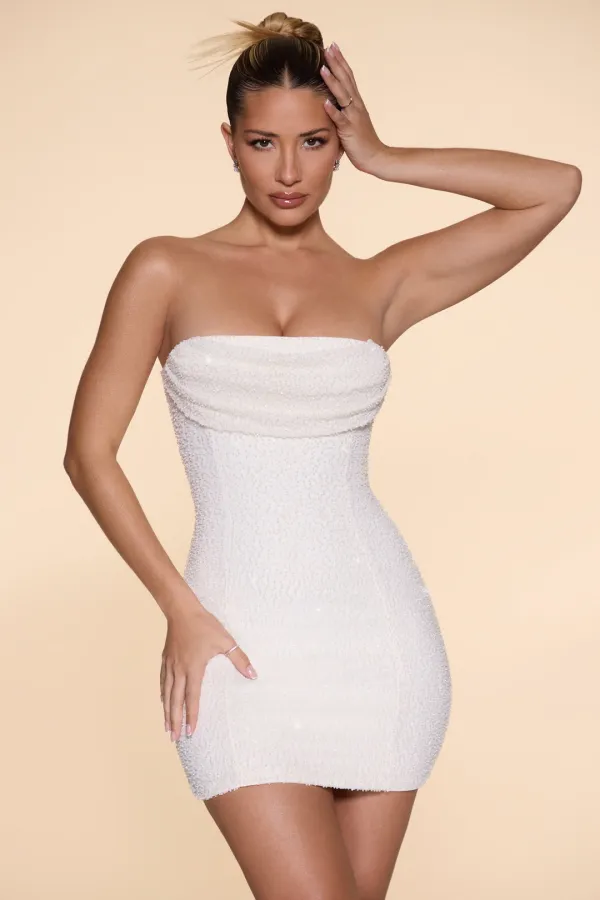 Embellished Strapless Mini Dress - White