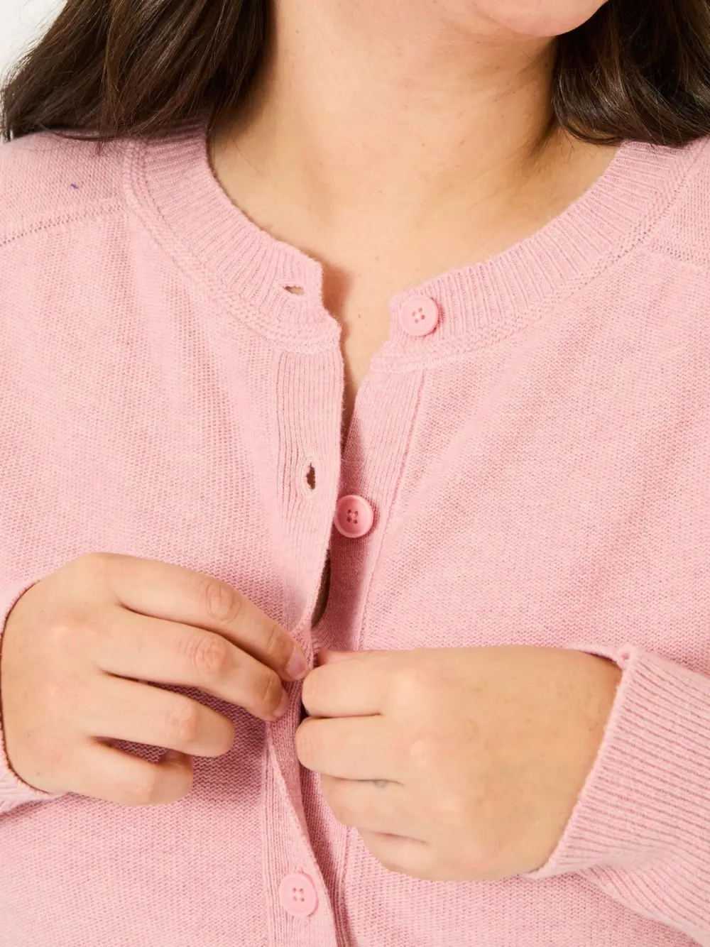 Mid Pink Knitted Button Front Cardigan