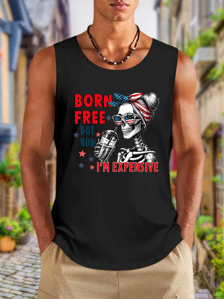 Men'S Born Free Bot Now I'M Expensive Round-Necked Sleeveless Vest