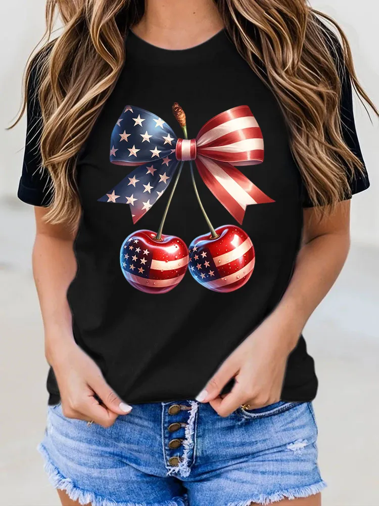 Woman'S Independence Day Print Short-Sleeved T-Shirt