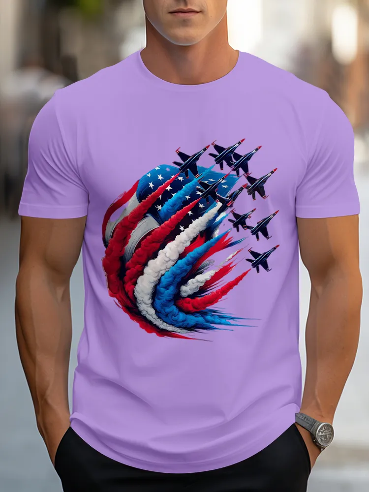 Airplane Smoke-Pulling Performance Print Short Sleeves T-Shirt