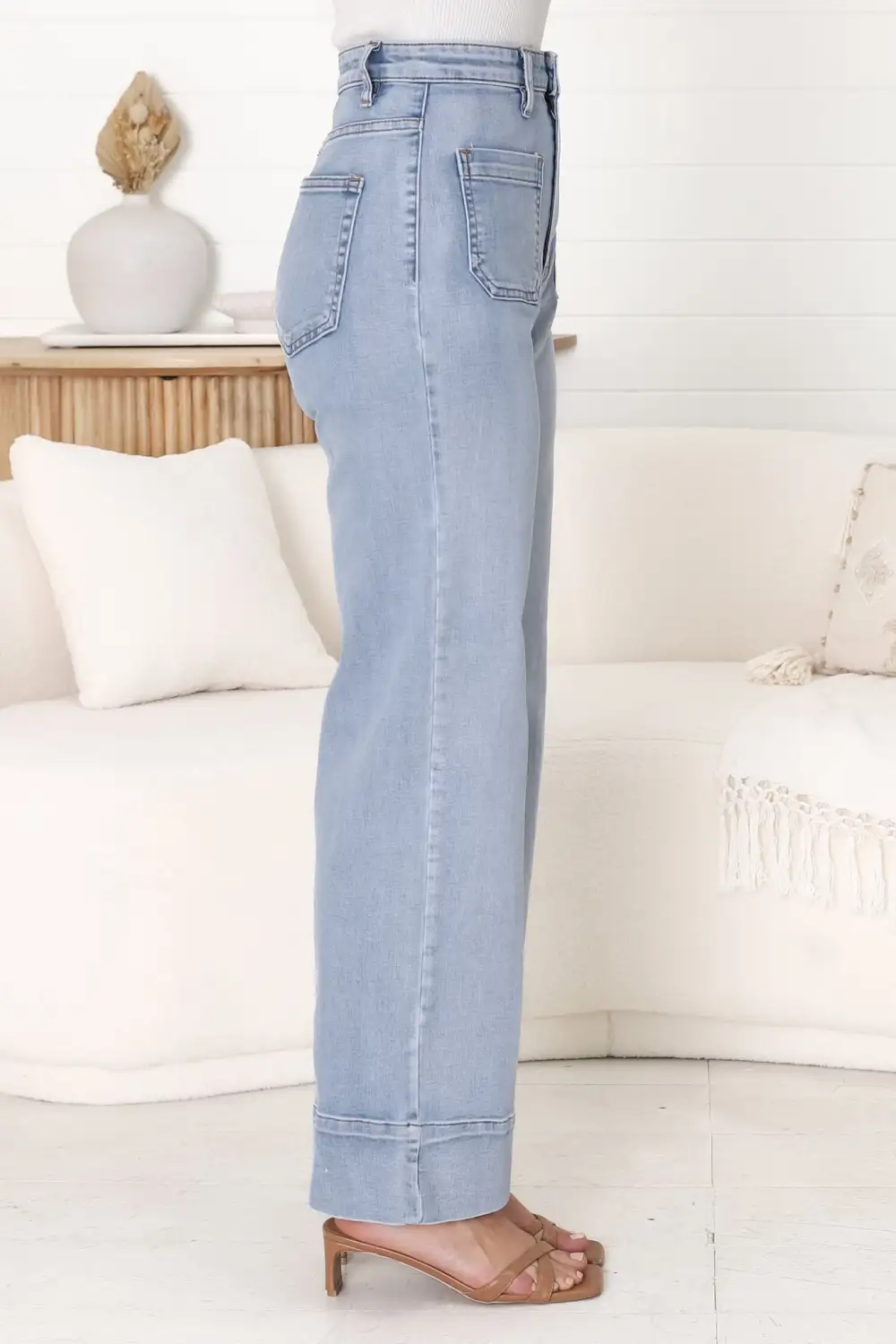 Light Blue High Waisted Wide Leg Jeans