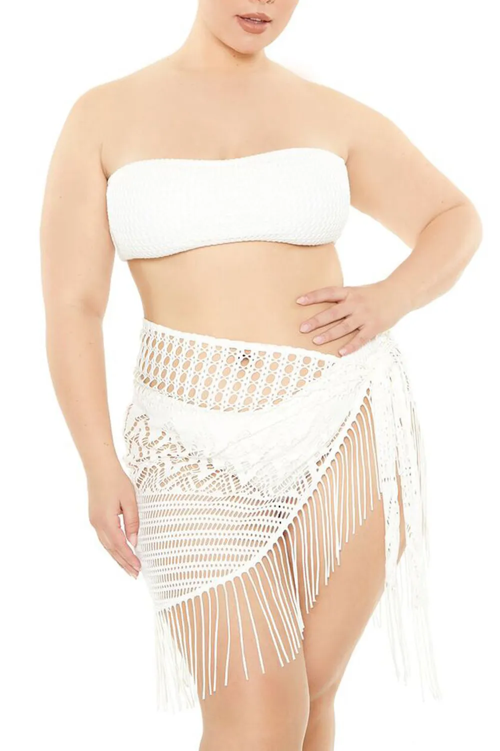 Plus Size Crochet Swim Cover-Up Sarong