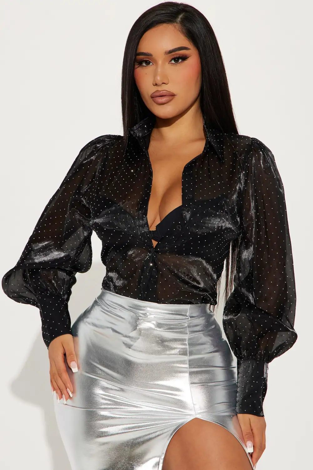 Lights And Cameras Rhinestone Shirt - Black