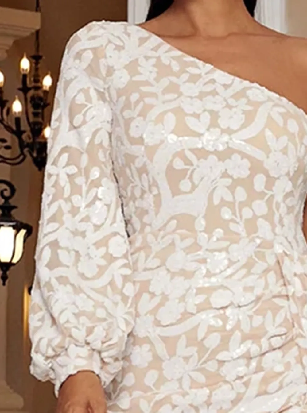 Floral One Shoulder Draped Mini Dress