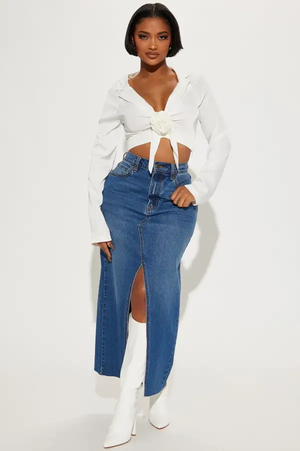 Park Picnic Satin Blouse Top - White