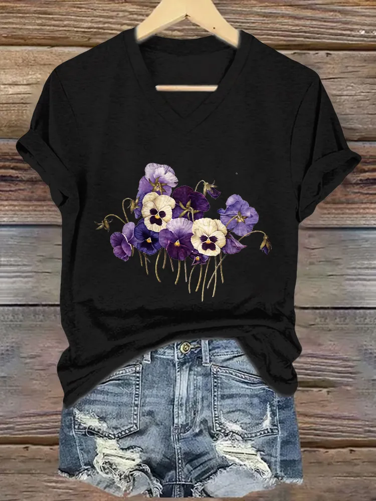 Women'S Printed Alzheimer'S Awareness V-Neck T-Shirt