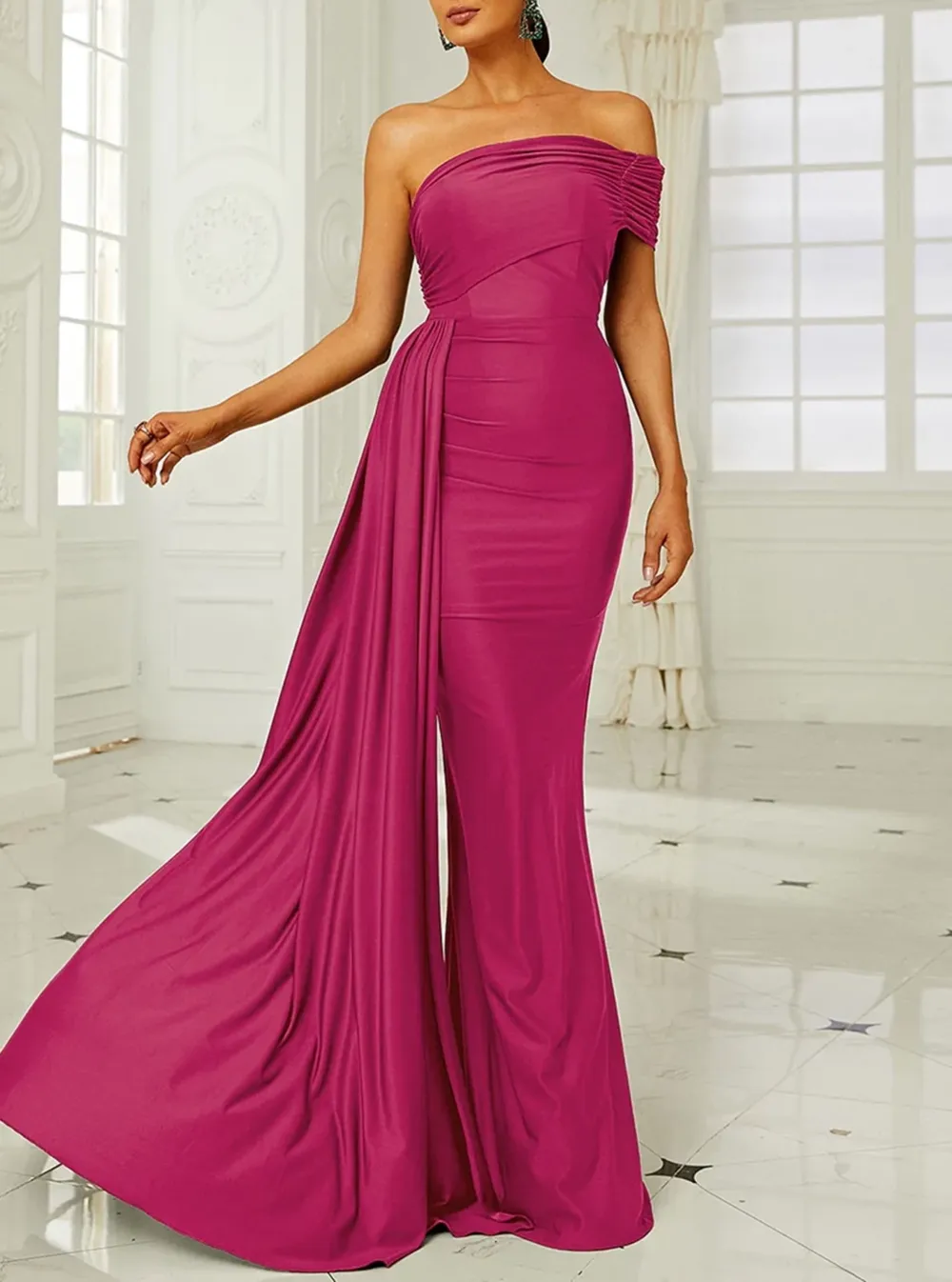 Draping Emerald Green Dress