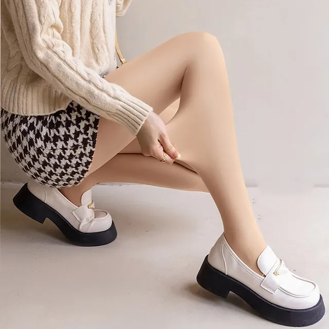 Women's Tights Pantyhose Hosiery Fleece lined Nude Coffee Black High Waist Fashion Casual Daily High Elasticity Full Length Tummy Control Solid Colored One-Size / Skinny