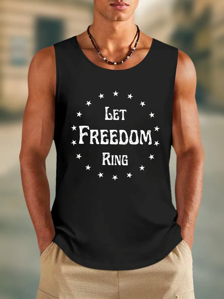 Men'S Let Freedom Ring Round-Necked Sleeveless Vest