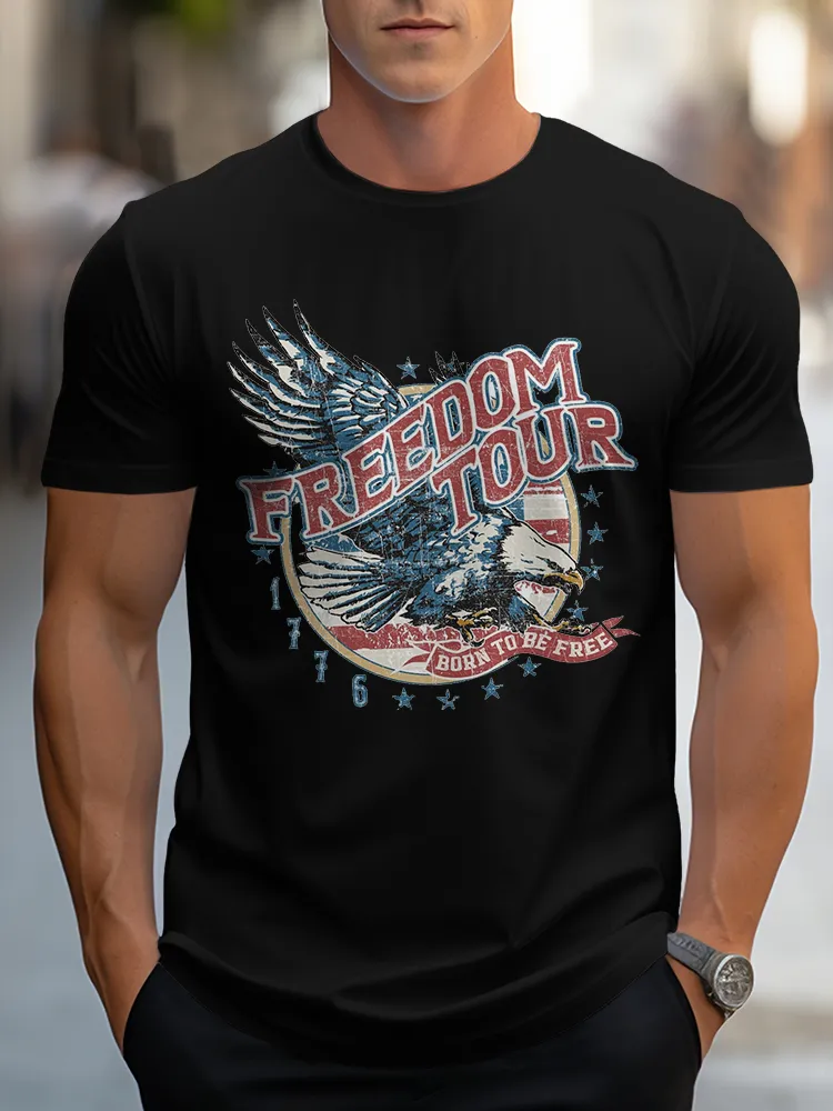 Man'S Freedom Tour 1776 Born To Be Free Round-Neck Short-Sleeved T-Shirt