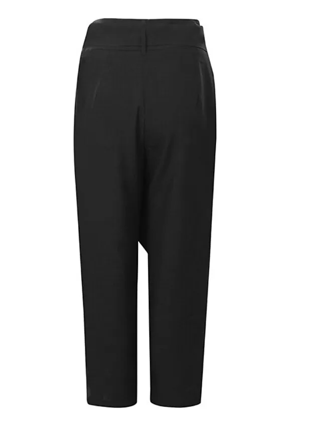 Women's Dress Pants Ankle-Length Cotton Blend Mid Waist Streetwear Casual Work Daily Black Navy Blue S M Fall & Winter