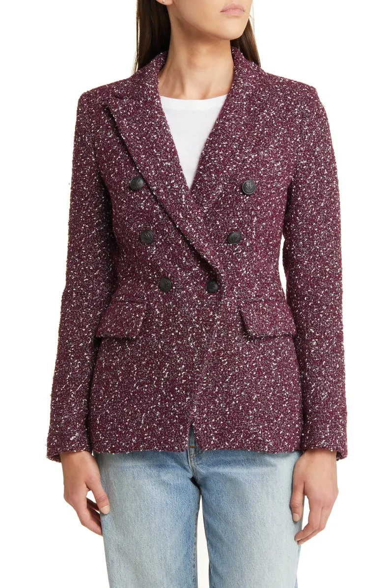 Preston Double Breasted Wool Blend Tweed Blazer