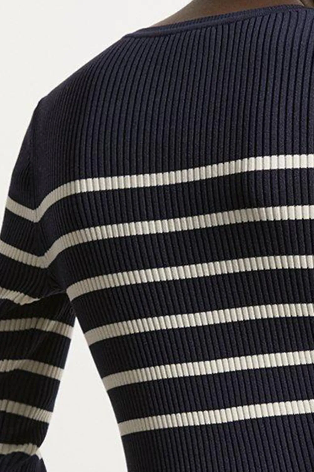 Trumpet Sleeve Rib Knit Midi Dress