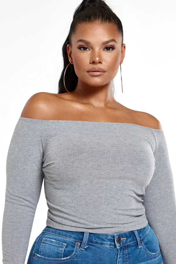 Off The Shoulder Rib Knit Top