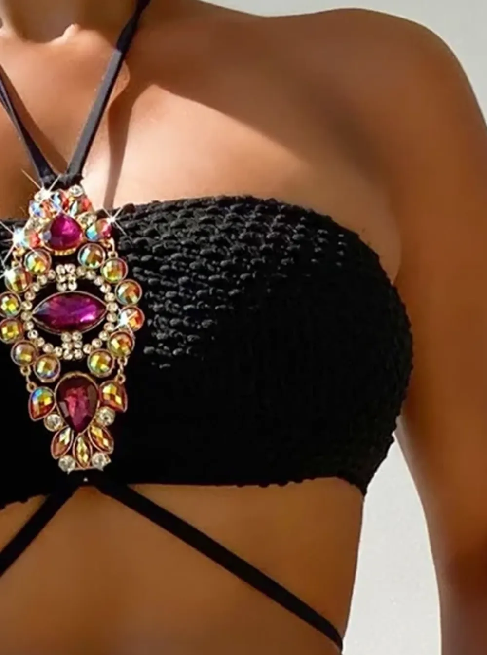Colorful Large Diamond Chain Bikini Set