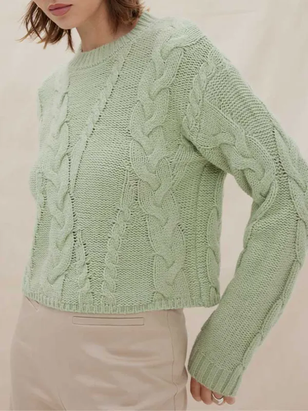 Linked Cable Pattern Knit Sweater