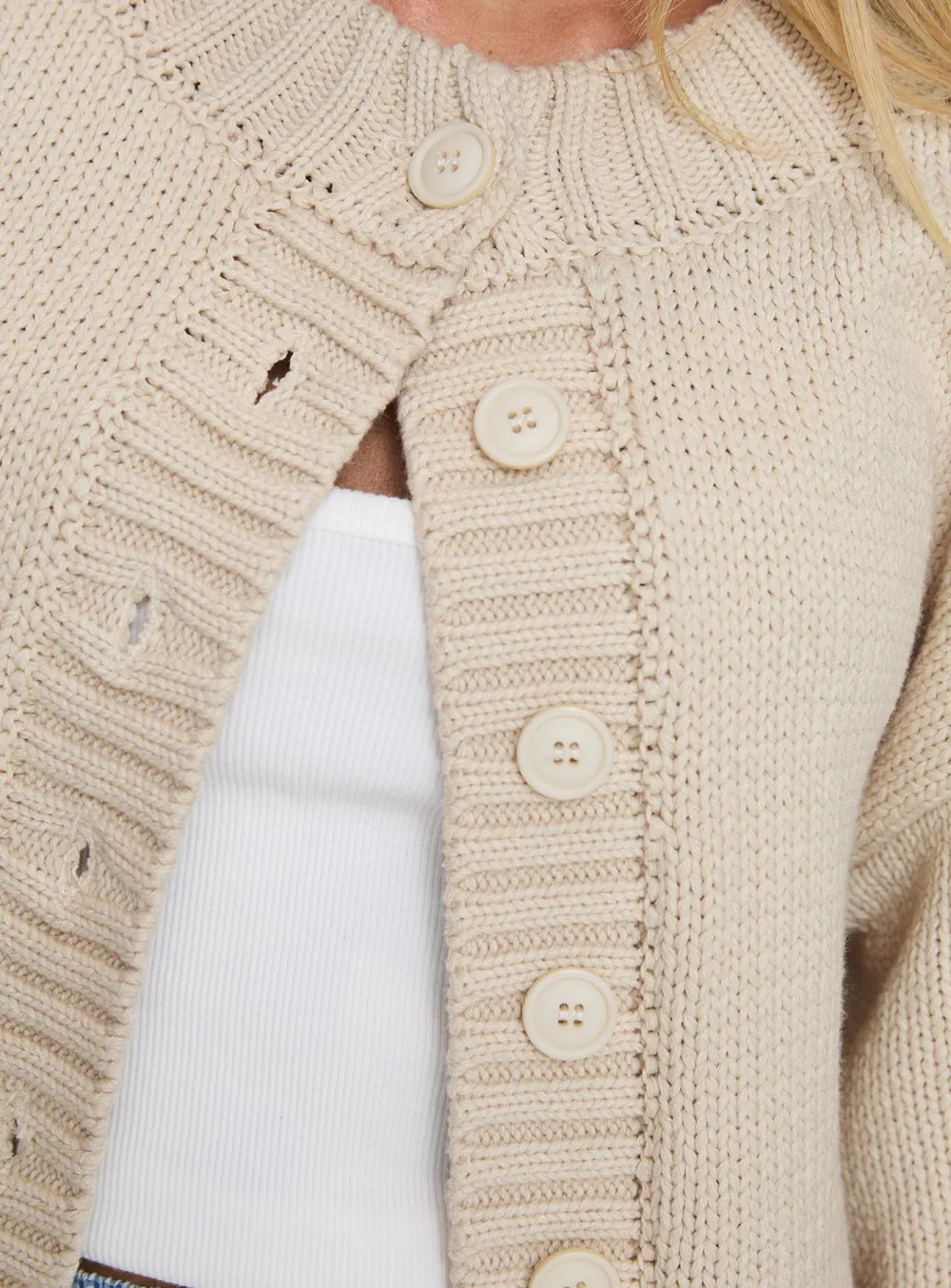 Ribbed Cardigan Cream