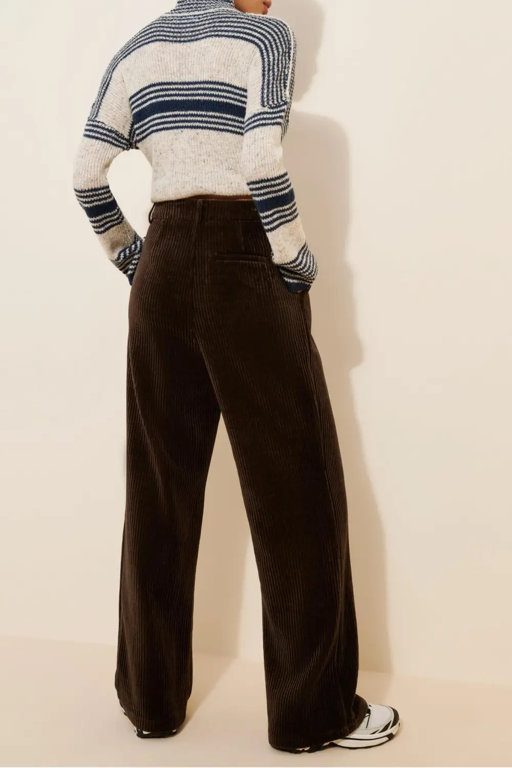 Brown High-Rise Corduroy Pants