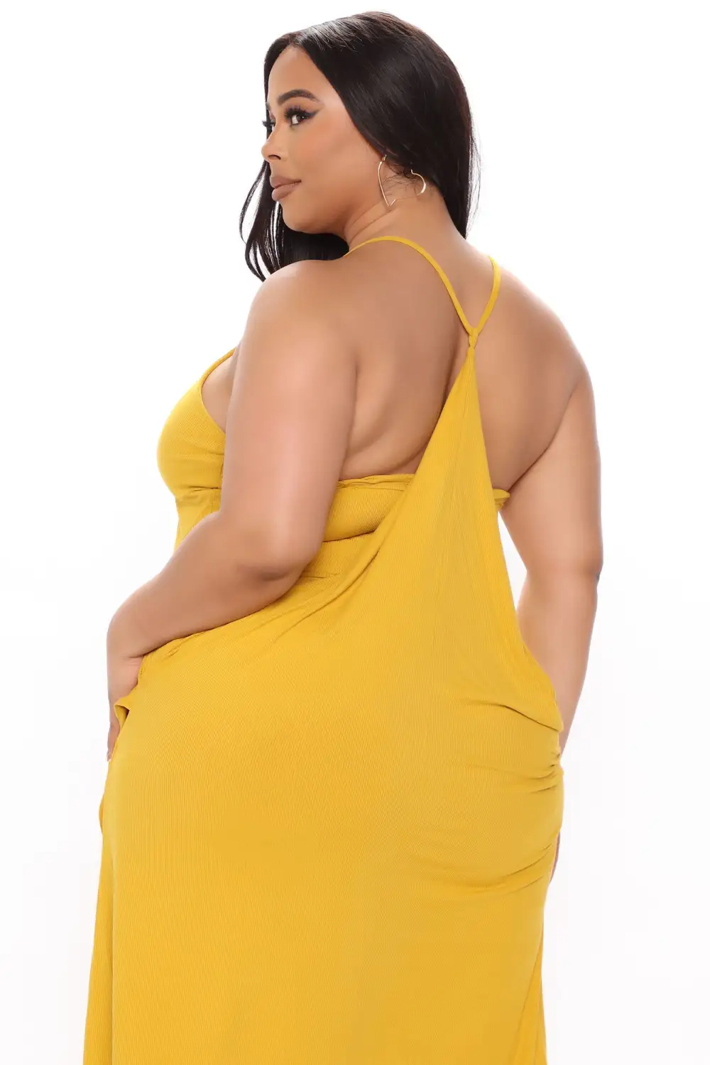 Come This Way Ribbed Maxi Dress - Mustard