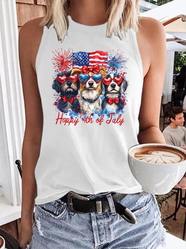 Women'S Happy 4Th Of July Round-Neck Vest