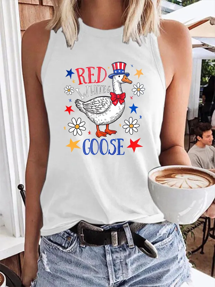 Women'S Red White Goodse Round-Neck Vest