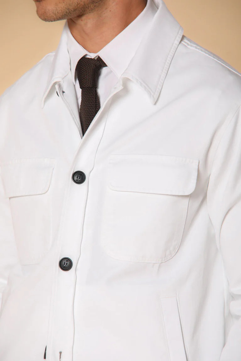 Men's Cotton Jersey White  Jacket With Elastic Lapel