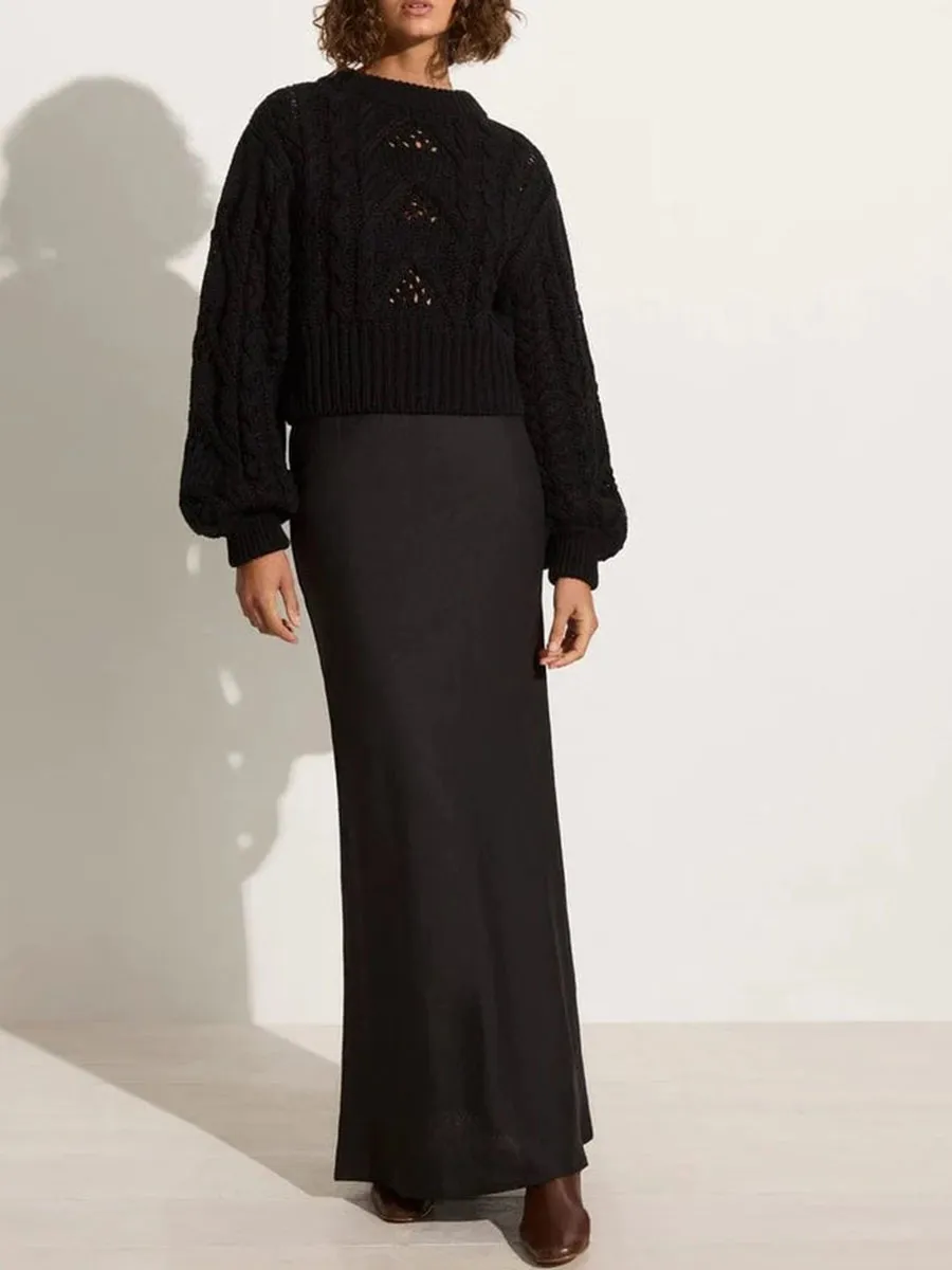 Cable Knit Black Sweater