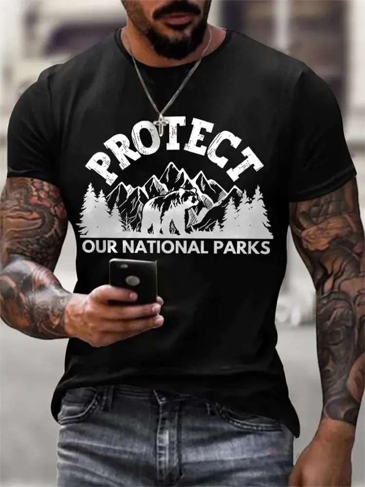 Man'S Protect Our National Parks Round-Nack Short Sleeve T-Shirt