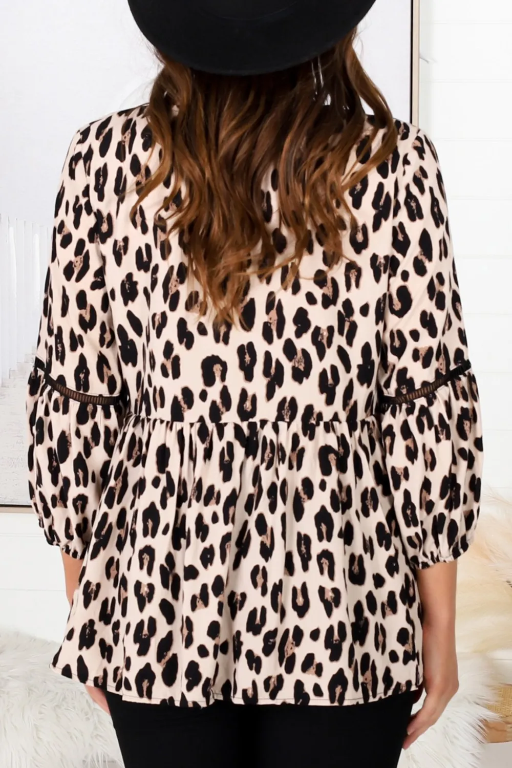 Leopard Print V Neck Blouse