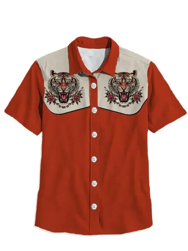 Western Vintage Tiger Short Sleeve Shirt