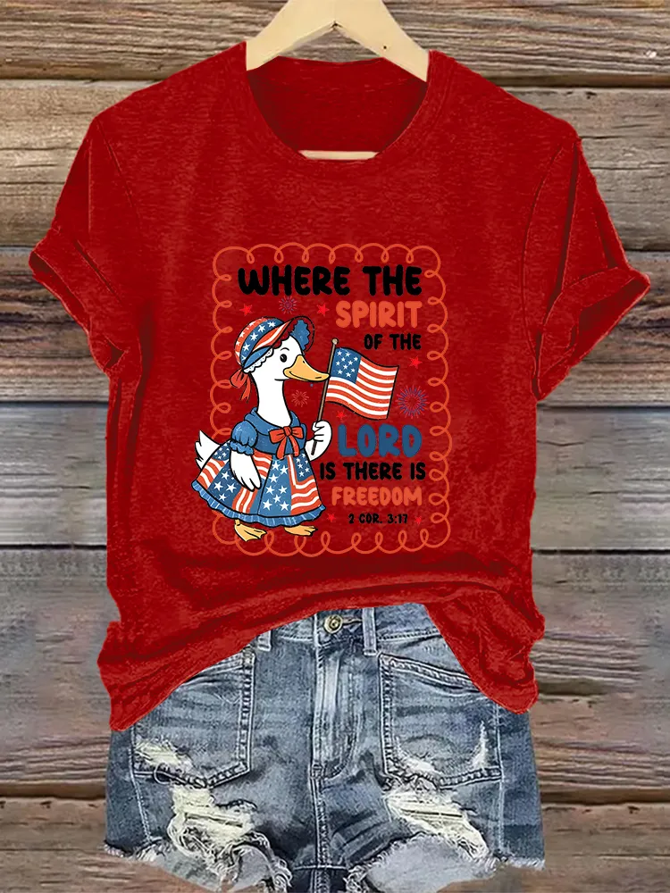 Woman'S Where The Spirit Of The Lord Is There Is Freedom Crew Neck Short Sleeve T-Shirt