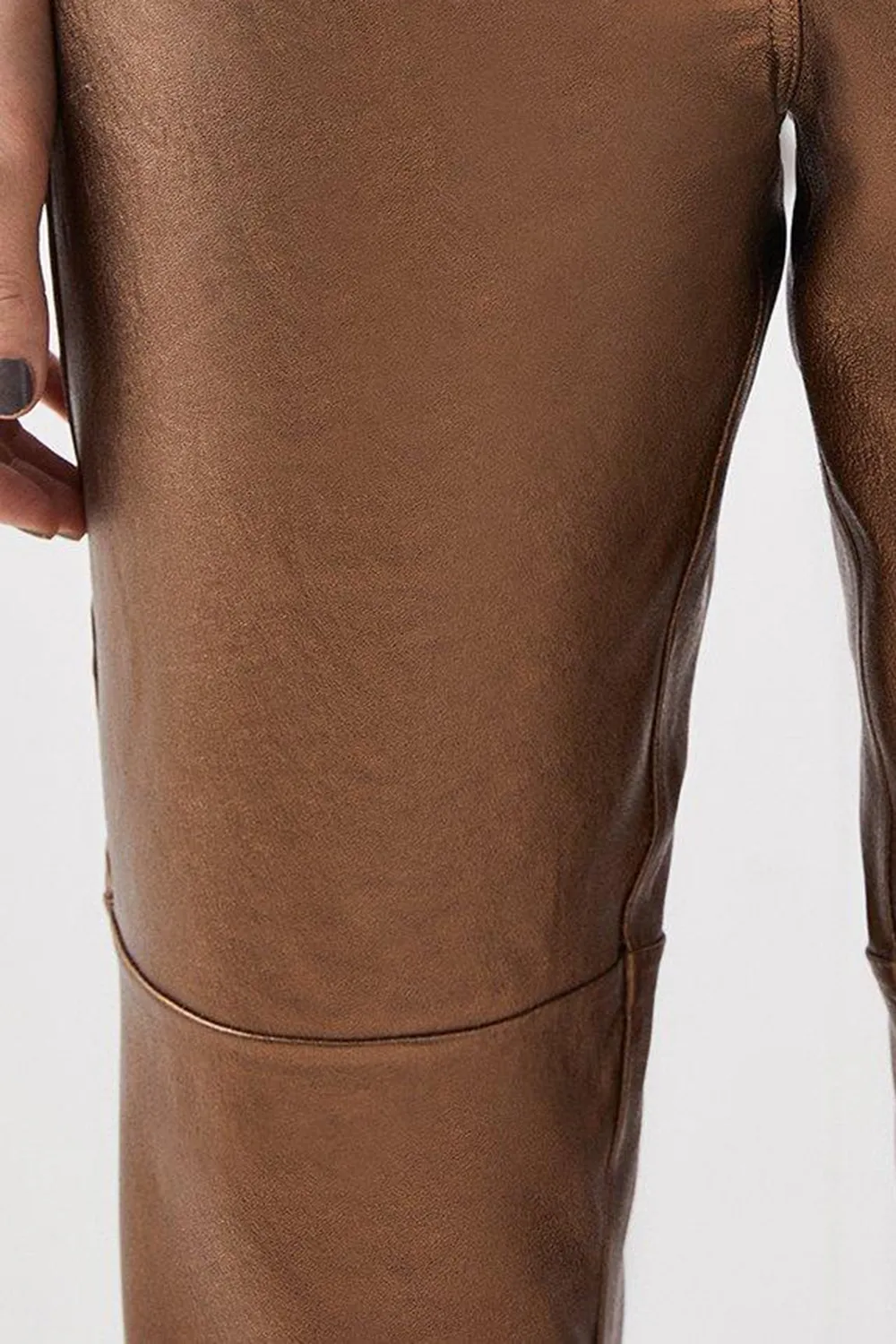 Metallic Stretch Leather 5 Pocket Trouser