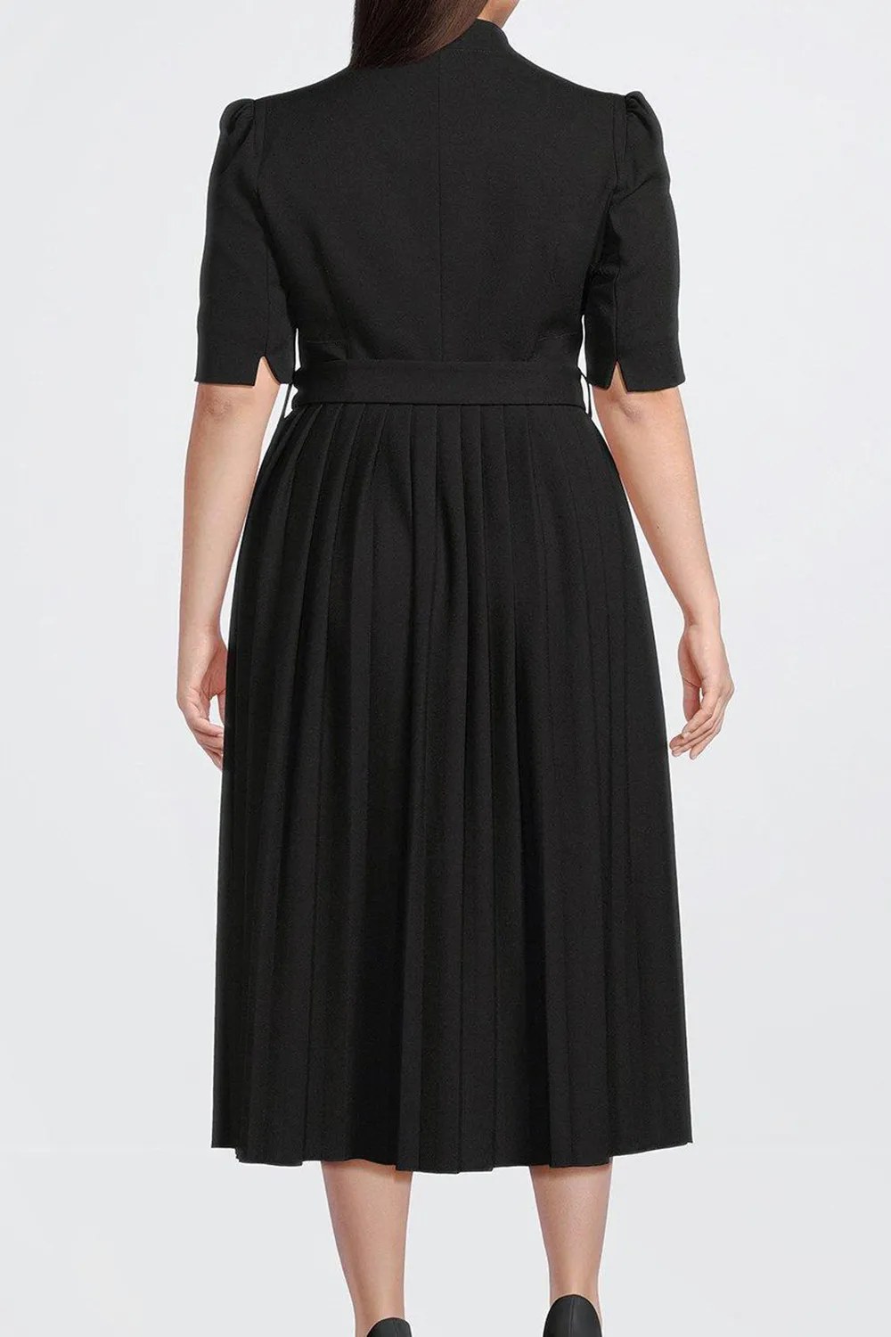 Plus Size Structured Crepe Pleat Dress