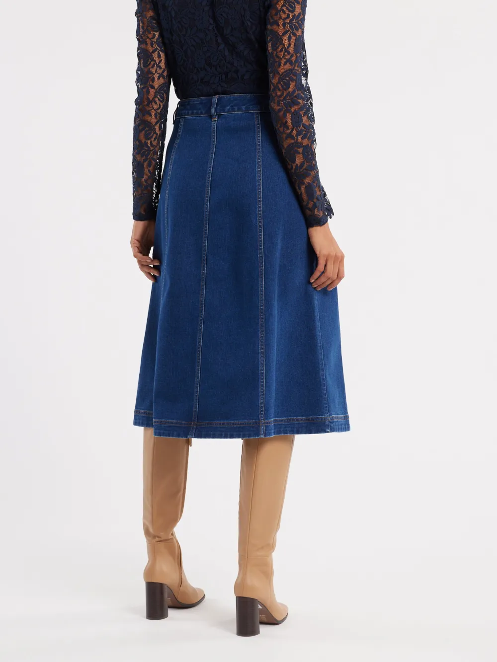 Blue Zip Style Denim Skirts
