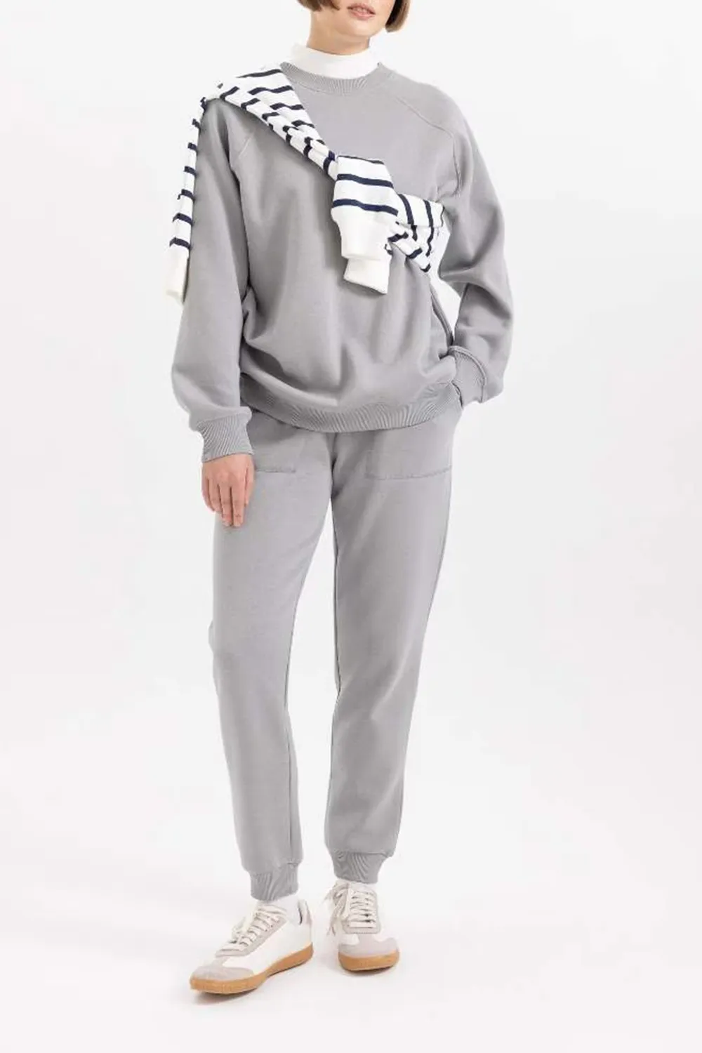 High-waisted Plain Long Pants