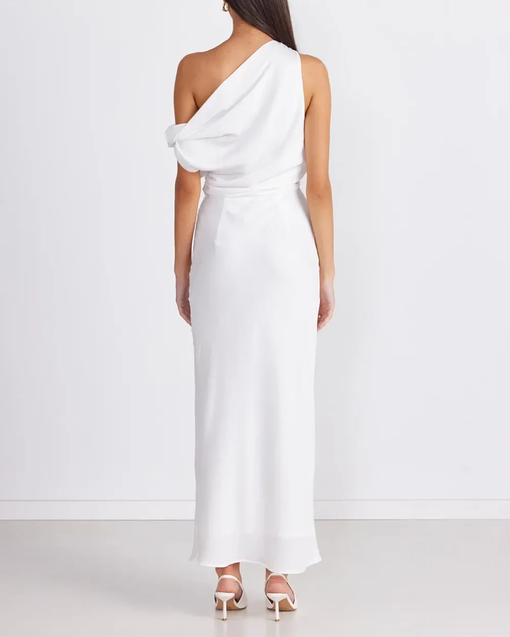 Off-shoulder Satin Maxi Dress